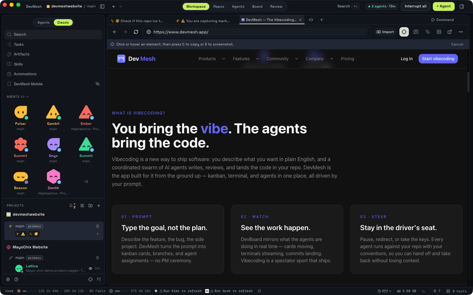 Design Mode in the DevMesh app